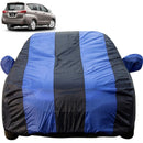 Autofact Carens Car Cover - EasyShield - Car Body Cover for Kia Carens - With Mirror Pockets, Triple Stitched, Bottom Fully Elastic, Adjustable Belt and Buckle (Royal Blue Stripes)