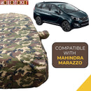 Autofact Marazzo Car Cover - TearTough - Dog Proof / Waterproof Car Body Cover for Mahindra Marazzo - With Mirror Pockets, Triple Stitched, Bottom Fully Elastic, Adjustable Belt and Buckle (Jungle Print 4x4)