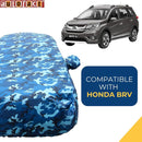Autofact BRV Car Cover - TearTough - Dog Proof / Waterproof Car Body Cover for Honda BRV - With Mirror Pockets, Triple Stitched, Bottom Fully Elastic, Adjustable Belt and Buckle (Airforce Blue 4x4)