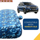 Autofact XL6 Car Cover - TearTough - Dog Proof / Waterproof Car Body Cover for Maruti XL6 - With Mirror Pockets, Triple Stitched, Bottom Fully Elastic, Adjustable Belt and Buckle (Airforce Blue 4x4)
