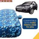 Autofact Fiesta  Car Cover - TearTough - Dog Proof / Waterproof Car Body Cover for Ford Fiesta  - With Mirror Pockets, Triple Stitched, Bottom Fully Elastic, Adjustable Belt and Buckle (Airforce Blue 4x4)