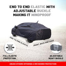 Autofact Tigor Car Cover - TearTough - Dog Proof / Waterproof Car Body Cover for Tata Tigor - With Mirror & Antenna Pockets, Triple Stitched, Bottom Fully Elastic, Adjustable Belt and Buckle (Grey 4x4)