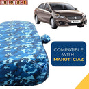 Autofact Ciaz Car Cover - TearTough - Dog Proof / Waterproof Car Body Cover for Maruti Ciaz - With Mirror Pockets, Triple Stitched, Bottom Fully Elastic, Adjustable Belt and Buckle (Airforce Blue 4x4)