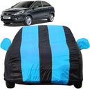 Autofact Zest Car Cover - EasyShield - Car Body Cover for Tata Zest - With Mirror Pockets, Triple Stitched, Bottom Fully Elastic, Adjustable Belt and Buckle (Teak Blue Stripes)