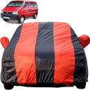 Autofact Eeco Car Cover - EasyShield - Car Body Cover for Maruti Eeco - With Mirror Pockets, Triple Stitched, Bottom Fully Elastic, Adjustable Belt and Buckle (Red Blue Stripes)