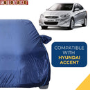 Autofact Accent Car Cover - CoreProtect - Water Resistant Car Body Cover for Hyundai Accent - With Mirror Pockets, Triple Stitched, Bottom Fully Elastic, Adjustable Belt and Buckle (Navy 210D)