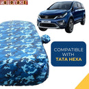 Autofact Hexa Car Cover - TearTough - Dog Proof / Waterproof Car Body Cover for Tata Hexa - With Mirror Pockets, Triple Stitched, Bottom Fully Elastic, Adjustable Belt and Buckle (Airforce Blue 4x4)