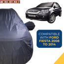Autofact Fiesta  Car Cover - CoreProtect - Water Resistant Car Body Cover for Ford Fiesta  - With Mirror Pockets, Triple Stitched, Bottom Fully Elastic, Adjustable Belt and Buckle (Grey 210D)
