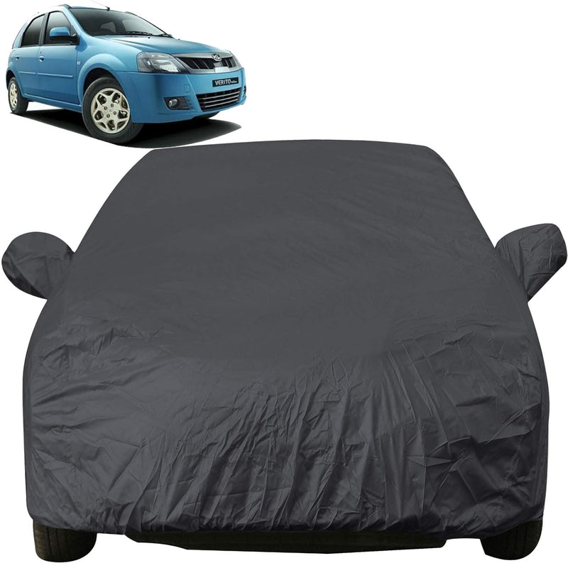 Autofact Verito Car Cover - EasyShield - Car Body Cover for Mahindra Verito - With Mirror Pockets, Triple Stitched, Bottom Fully Elastic, Adjustable Belt and Buckle (Grey 190T)