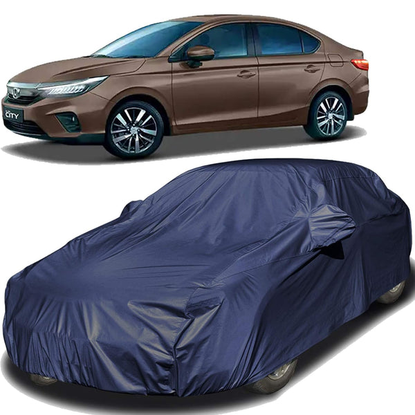 Autofact New City Car Cover - EasyShield - Car Body Cover for Honda New City - With Mirror Pockets, Triple Stitched, Bottom Fully Elastic, Adjustable Belt and Buckle (Navy 190T)