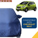 Autofact Beat Car Cover - CoreProtect - Water Resistant Car Body Cover for Chevrolet Beat - With Mirror Pockets, Triple Stitched, Bottom Fully Elastic, Adjustable Belt and Buckle (Navy 210D)