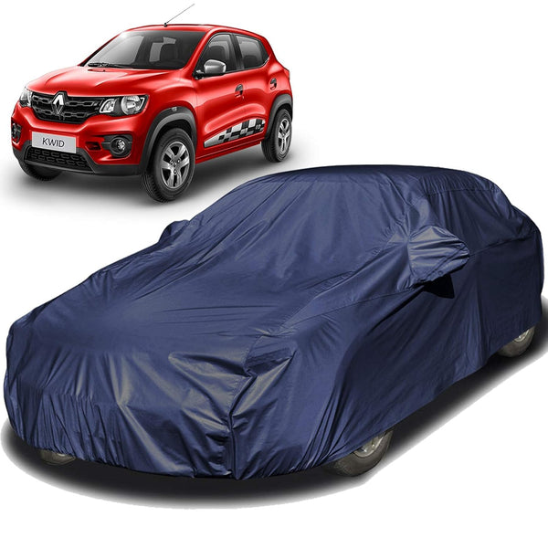 Autofact Kwid Car Cover - EasyShield - Car Body Cover for Renaults Kwid - With Mirror Pockets, Triple Stitched, Bottom Fully Elastic, Adjustable Belt and Buckle (Navy 190T)