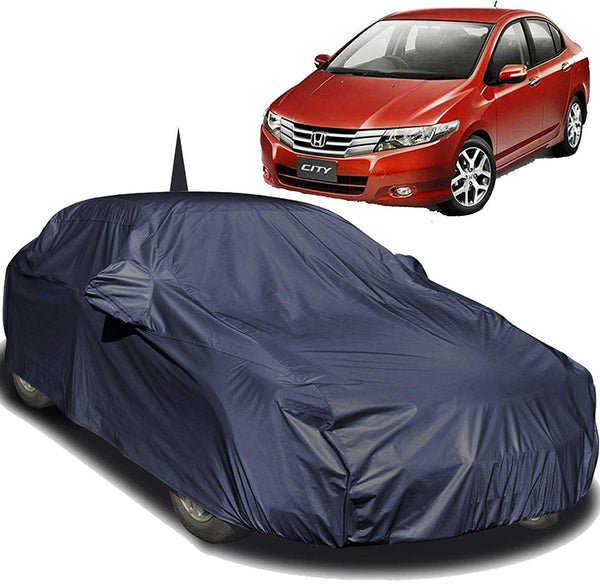 Autofact City Ivtech Car Cover - EasyShield - Car Body Cover for Honda City Ivtech - With Mirror Pockets, Triple Stitched, Bottom Fully Elastic, Adjustable Belt and Buckle (Navy 190T)