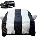 Autofact Terrano Car Cover - EasyShield - Car Body Cover for Nissan Terrano - With Mirror Pockets, Triple Stitched, Bottom Fully Elastic, Adjustable Belt and Buckle (White Blue Stripes)