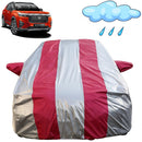 Autofact Elevate Car Cover - FlexGuard - Waterproof Car Body Cover for Honda Elevate - With Mirror Pockets, Triple Stitched, Bottom Fully Elastic, Adjustable Belt and Buckle (Silver / Pink Stripes)