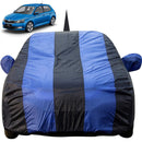 Autofact Fabia Car Cover - EasyShield - Car Body Cover for Skoda Fabia - With Mirror Pockets, Triple Stitched, Bottom Fully Elastic, Adjustable Belt and Buckle (Royal Blue Stripes)