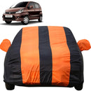 Autofact Zen Estilo Car Cover - EasyShield - Car Body Cover for Maruti Zen Estilo - With Mirror Pockets, Triple Stitched, Bottom Fully Elastic, Adjustable Belt and Buckle (Orange Blue Stripes)