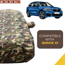 Autofact X1 Car Cover - TearTough - Dog Proof / Waterproof Car Body Cover for BMW X1 - With Mirror Pockets, Triple Stitched, Bottom Fully Elastic, Adjustable Belt and Buckle (Jungle Print 4x4)