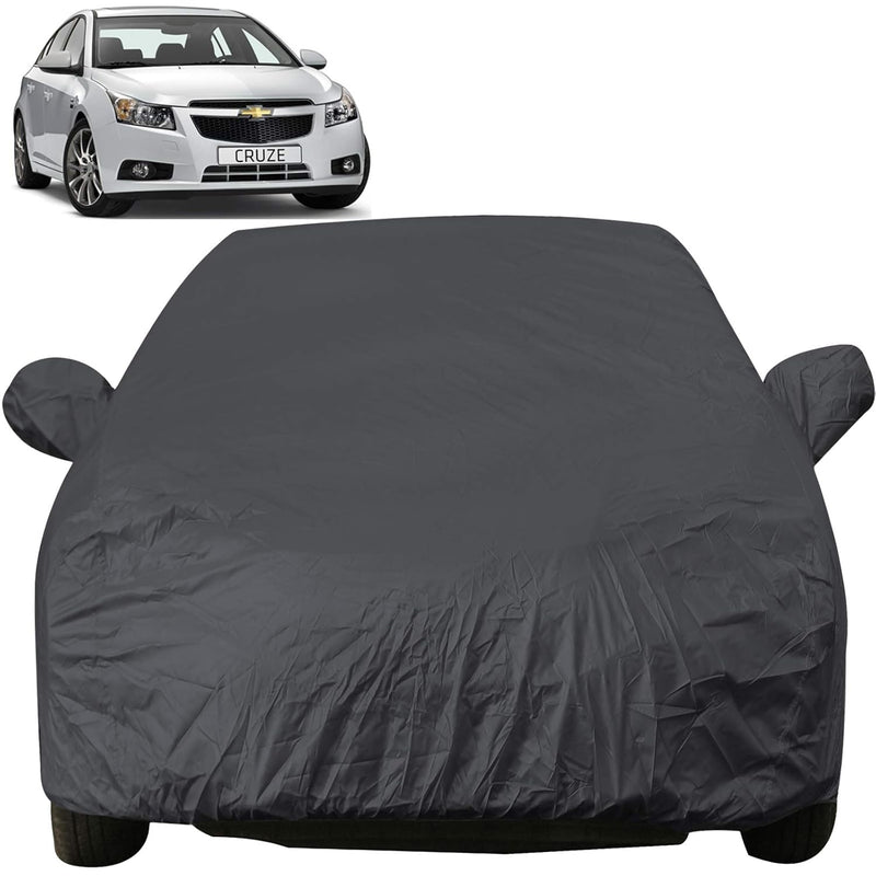 Autofact Cruze Car Cover - EasyShield - Car Body Cover for Chevrolet Cruze - With Mirror Pockets, Triple Stitched, Bottom Fully Elastic, Adjustable Belt and Buckle (Grey 190T)