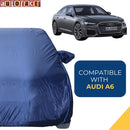 Autofact A6 Car Cover - CoreProtect - Water Resistant Car Body Cover for Audi A6 - With Mirror Pockets, Triple Stitched, Bottom Fully Elastic, Adjustable Belt and Buckle (Navy 210D)