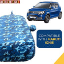 Autofact Ignis Car Cover - TearTough - Car Body Cover for Maruti Ignis  - With Mirror & Antenna Pockets, Triple Stitched, Bottom Fully Elastic, Adjustable Belt and Buckle (Airforce Blue 4x4)