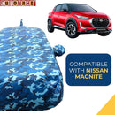 Autofact Magnite Car Cover - TearTough - Dog Proof / Waterproof Car Body Cover for Nissan Magnite - With Mirror & Antenna Pockets, Triple Stitched, Bottom Fully Elastic, Adjustable Belt and Buckle (Airforce Blue 4x4)