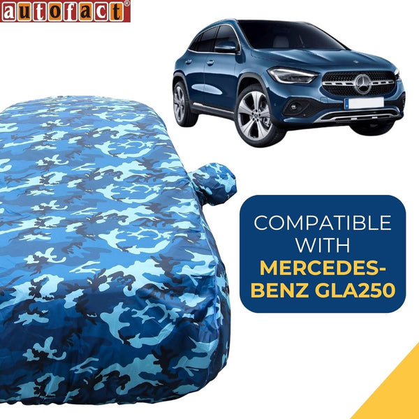 Autofact GLA250 Car Cover - TearTough - Dog Proof / Waterproof Car Body Cover for Mercedes -Benz GLA250 (Airforce Blue 4x4)