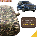 Autofact XL6 Car Cover - TearTough - Dog Proof / Waterproof Car Body Cover for Maruti XL6 - With Mirror Pockets, Triple Stitched, Bottom Fully Elastic, Adjustable Belt and Buckle (Jungle Print 4x4)