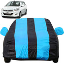 Autofact i10 Car Cover - EasyShield - Car Body Cover for Hyundai i10 - With Mirror Pockets, Triple Stitched, Bottom Fully Elastic, Adjustable Belt and Buckle (Teak Blue Stripes)
