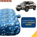 Autofact Kicks Car Cover - TearTough - Dog Proof / Waterproof Car Body Cover for Nissan Kicks - With Mirror Pockets, Triple Stitched, Bottom Fully Elastic, Adjustable Belt and Buckle (Airforce Blue 4x4)