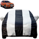Autofact Astor Car Cover - EasyShield - Car Body Cover for MG Astor - With Mirror Pockets, Triple Stitched, Bottom Fully Elastic, Adjustable Belt and Buckle (White Blue Stripes)