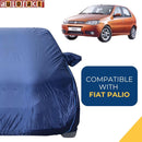 Autofact Palio Car Cover - CoreProtect - Water Resistant Car Body Cover for Fiat Palio - With Mirror Pockets, Triple Stitched, Bottom Fully Elastic, Adjustable Belt and Buckle (Navy 210D)