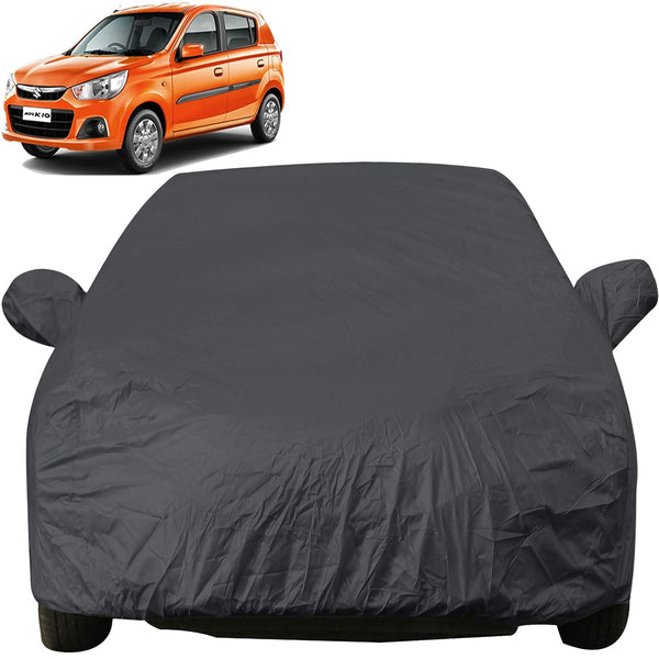 Autofact Alto K10 Old Model Car Cover - EasyShield - Car Body Cover for Maruti Alto K10 Old Model - With Mirror Pockets, Triple Stitched, Bottom Fully Elastic, Adjustable Belt and Buckle (Grey 190T)