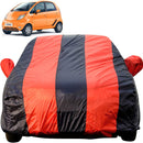 Autofact Nano Car Cover - EasyShield - Car Body Cover for Tata Nano - With Mirror Pockets, Triple Stitched, Bottom Fully Elastic, Adjustable Belt and Buckle (Red Blue Stripes)