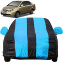 Autofact Manza Car Cover - EasyShield - Car Body Cover for Tata Manza - With Mirror Pockets, Triple Stitched, Bottom Fully Elastic, Adjustable Belt and Buckle (Teak Blue Stripes)