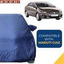 Autofact Ciaz Car Cover - CoreProtect - Water Resistant Car Body Cover for Maruti Ciaz - With Mirror Pockets, Triple Stitched, Bottom Fully Elastic, Adjustable Belt and Buckle (Navy 210D)