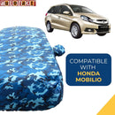 Autofact Mobilio Car Cover - TearTough - Dog Proof / Waterproof Car Body Cover for Honda Mobilio - With Mirror Pockets, Triple Stitched, Bottom Fully Elastic, Adjustable Belt and Buckle (Airforce Blue 4x4)