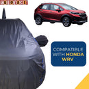 Autofact WRV Car Cover - CoreProtect - Water Resistant Car Body Cover for Honda WRV - With Mirror & Antenna Pockets, Triple Stitched, Bottom Fully Elastic, Adjustable Belt and Buckle (Grey 210D)