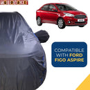 Autofact Figo Aspire Car Cover - CoreProtect - Water Resistant Car Body Cover for Ford Figo Aspire - With Mirror Pockets, Triple Stitched, Bottom Fully Elastic, Adjustable Belt and Buckle (Grey 210D)