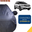 Autofact C5 Car Cover - CoreProtect - Water Resistant Car Body Cover for Citroen C5 - With Mirror Pockets, Triple Stitched, Bottom Fully Elastic, Adjustable Belt and Buckle (Grey 210D)
