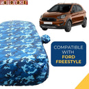 Autofact Freestyle Car Cover - TearTough - Dog Proof / Waterproof Car Body Cover for Ford Freestyle - With Mirror Pockets, Triple Stitched, Bottom Fully Elastic, Adjustable Belt and Buckle (Airforce Blue 4x4)