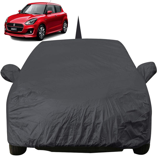 Autofact Swift Car Cover - EasyShield - Car Body Cover for Maruti Swift - With Mirror Pockets, Triple Stitched, Bottom Fully Elastic, Adjustable Belt and Buckle (Grey 190T)