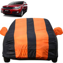 Autofact Xylo Car Cover - EasyShield - Car Body Cover for Mahindra Xylo - With Mirror Pockets, Triple Stitched, Bottom Fully Elastic, Adjustable Belt and Buckle (Orange Blue Stripes)