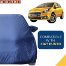 Autofact Punto Car Cover - CoreProtect - Water Resistant Car Body Cover for Fiat Punto - With Mirror Pockets, Triple Stitched, Bottom Fully Elastic, Adjustable Belt and Buckle (Navy 210D)