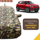 Autofact XUV 300 Car Cover - TearTough - Dog Proof / Waterproof Car Body Cover for Mahindra XUV 300 - With Mirror & Antenna Pockets, Triple Stitched, Bottom Fully Elastic, Adjustable Belt and Buckle (Jungle Print 4x4)
