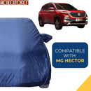 Autofact Hector Car Cover - CoreProtect - Water Resistant Car Body Cover for MG Hector - With Mirror Pockets, Triple Stitched, Bottom Fully Elastic, Adjustable Belt and Buckle (Navy 210D)