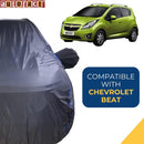 Autofact Beat Car Cover - CoreProtect - Water Resistant Car Body Cover for Chevrolet Beat - With Mirror Pockets, Triple Stitched, Bottom Fully Elastic, Adjustable Belt and Buckle (Grey 210D)