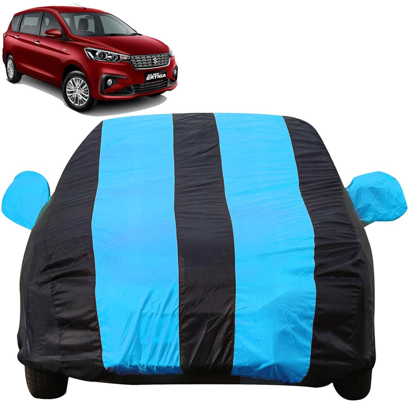 Autofact Ertiga Car Cover - EasyShield - Car Body Cover for Maruti Ertiga - With Mirror Pockets, Triple Stitched, Bottom Fully Elastic, Adjustable Belt and Buckle (Teak Blue Stripes)
