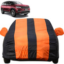 Autofact Meridian Car Cover - EasyShield - Car Body Cover for Jeep Meridian - With Mirror Pockets, Triple Stitched, Bottom Fully Elastic, Adjustable Belt and Buckle (Orange Blue Stripes)