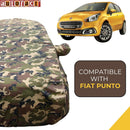 Autofact Punto Car Cover - TearTough - Dog Proof / Waterproof Car Body Cover for Fiat Punto - With Mirror Pockets, Triple Stitched, Bottom Fully Elastic, Adjustable Belt and Buckle (Jungle Print 4x4)